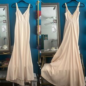 Lulu's cream beaded strap maxi mermaid dress